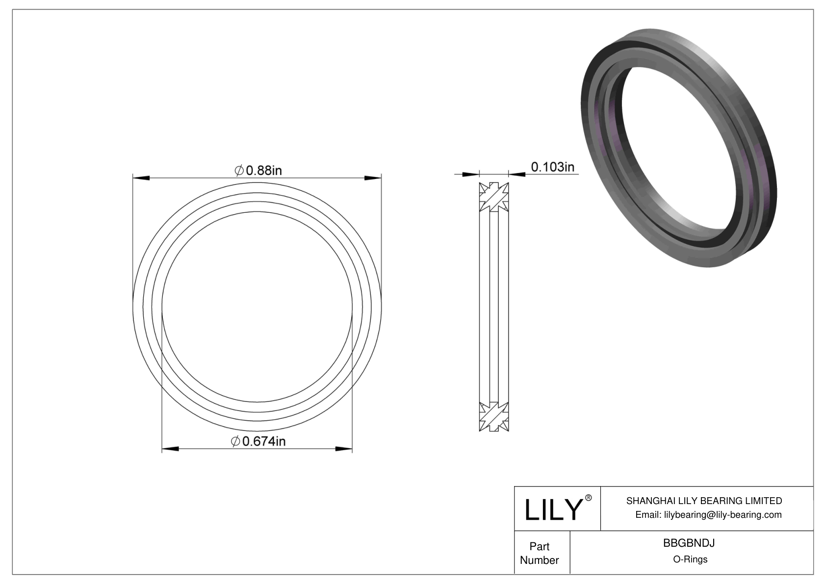 BBGBNDJ Oil Resistant O-Rings Double X cad drawing