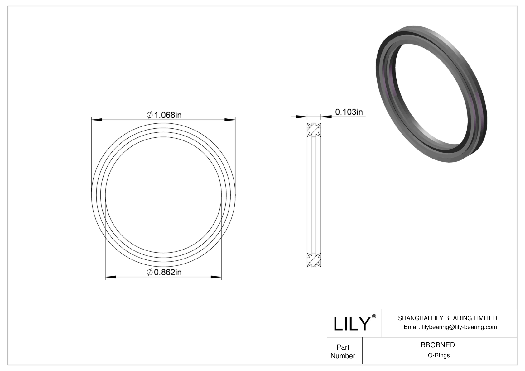 BBGBNED Oil Resistant O-Rings Double X cad drawing
