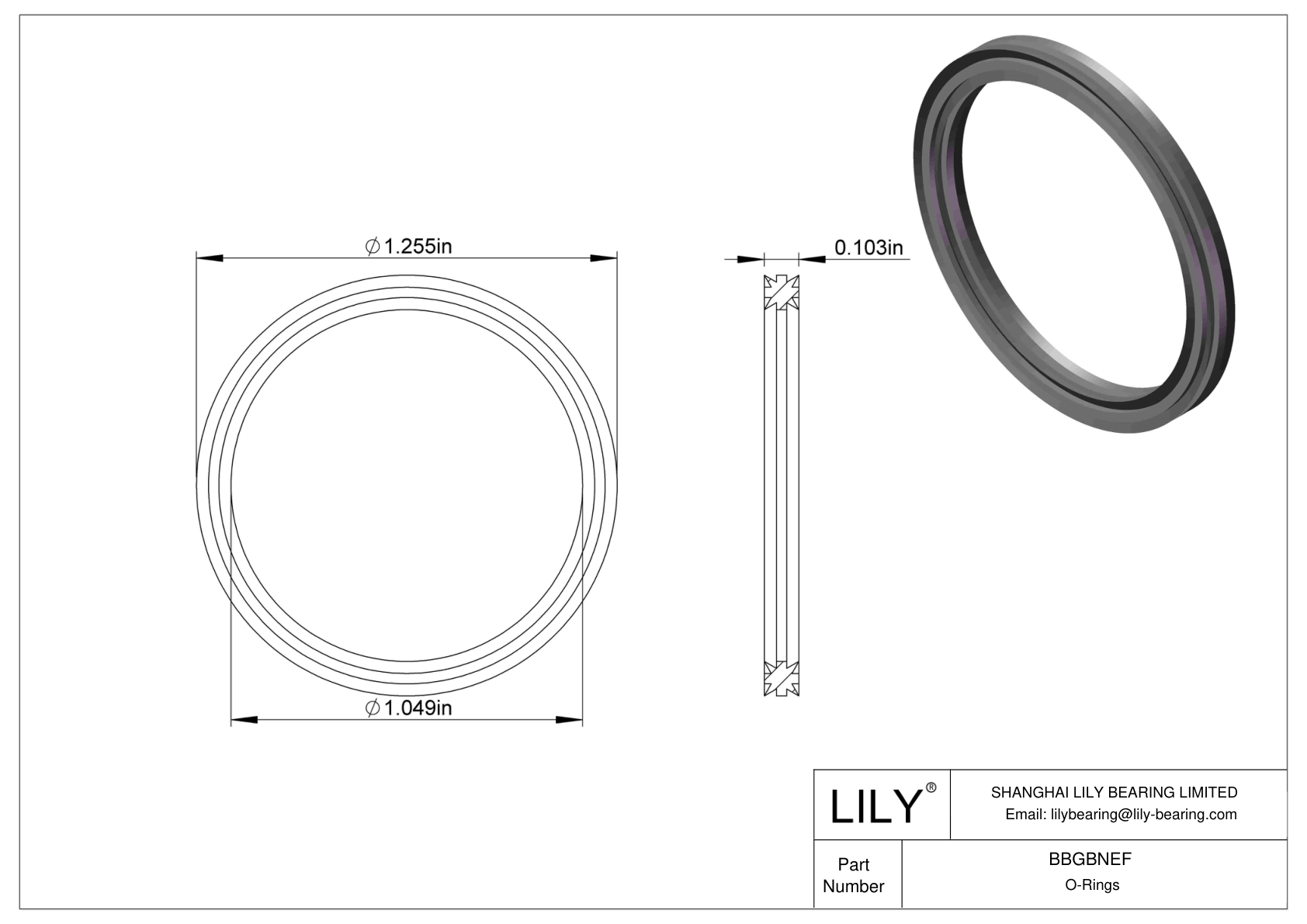 BBGBNEF Oil Resistant O-Rings Double X cad drawing