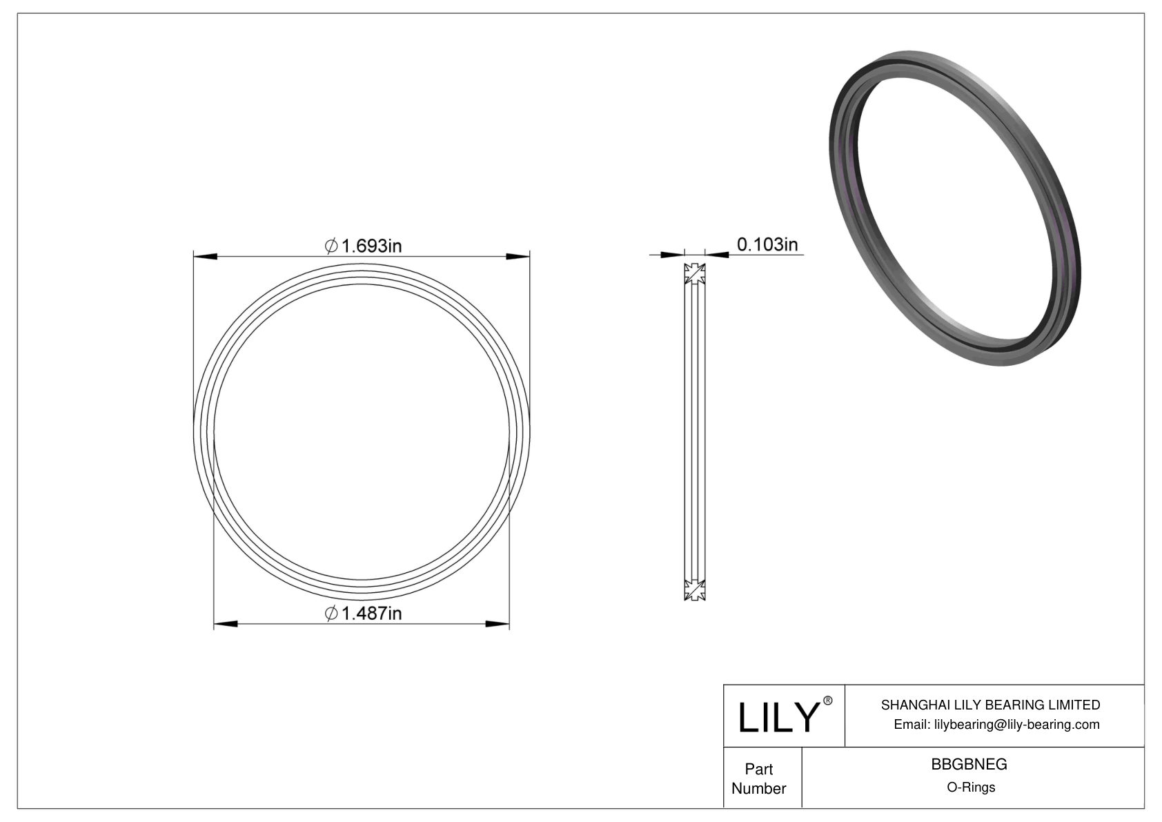 BBGBNEG Oil Resistant O-Rings Double X cad drawing