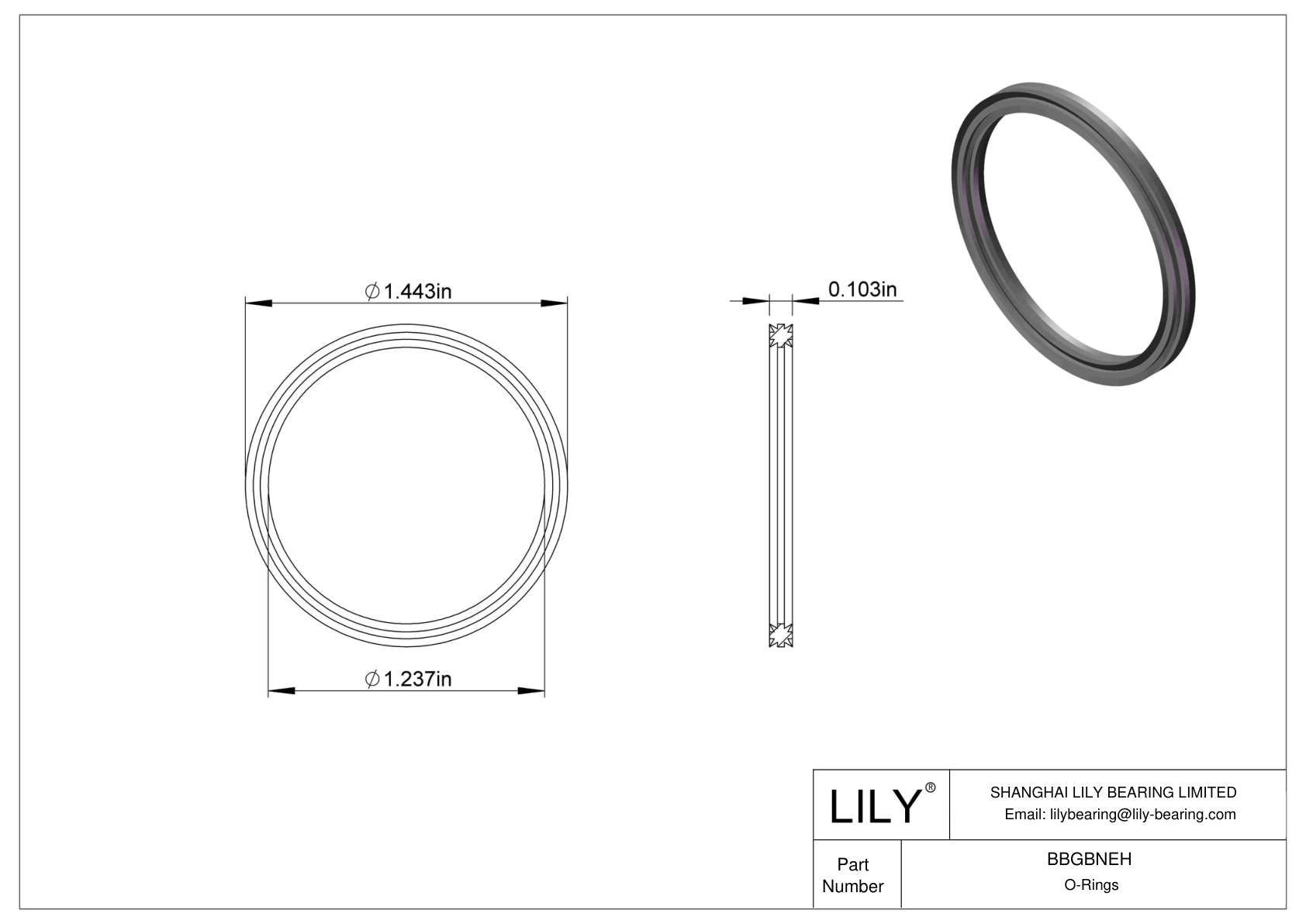 BBGBNEH Oil Resistant O-Rings Double X cad drawing