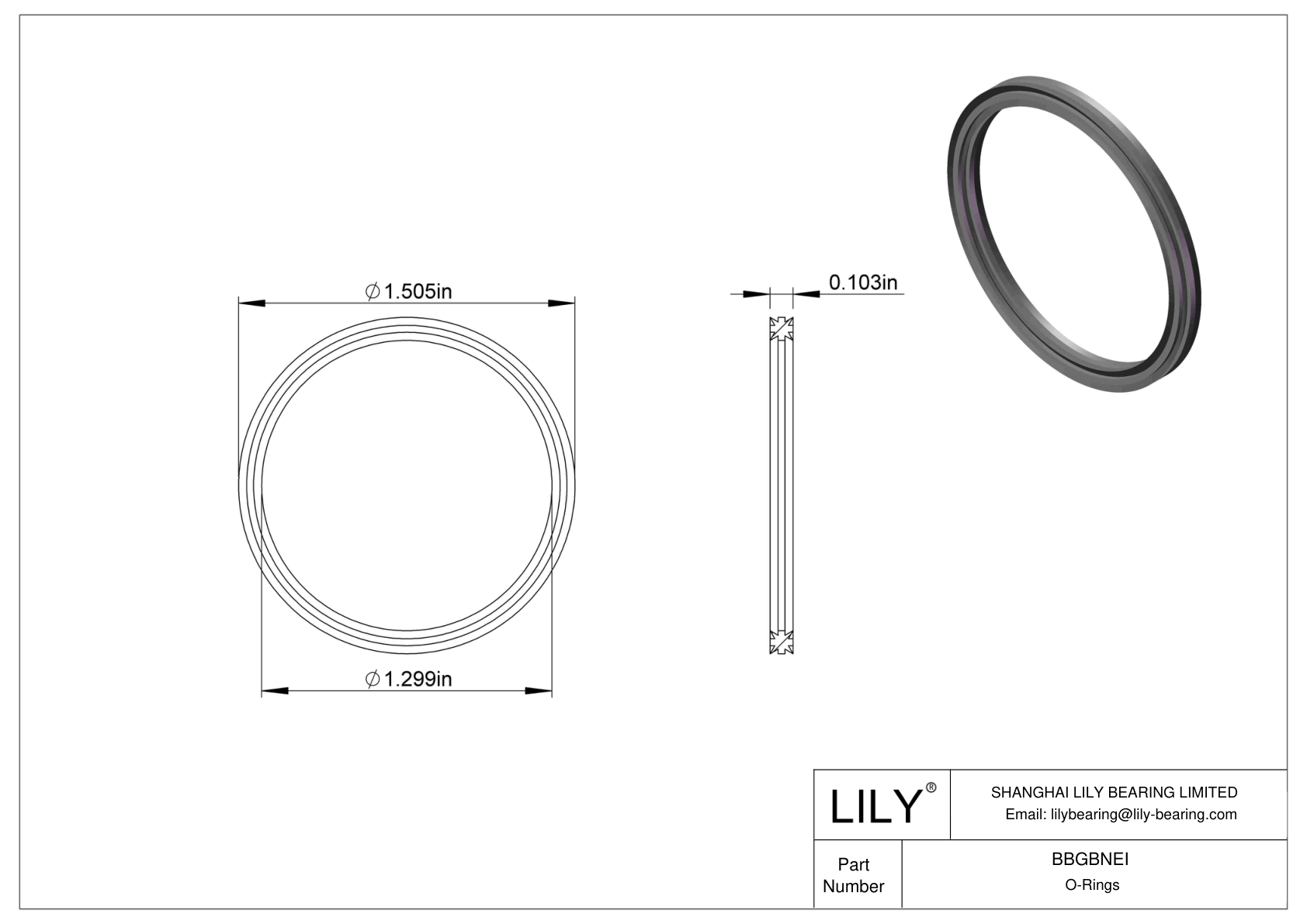 BBGBNEI Oil Resistant O-Rings Double X cad drawing