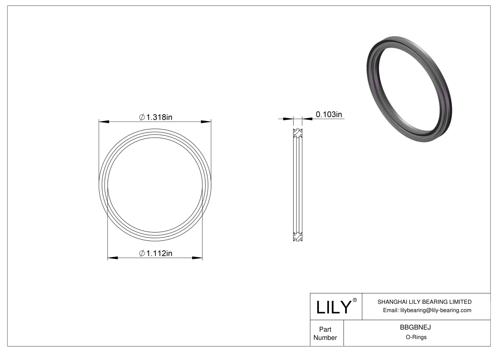BBGBNEJ Oil Resistant O-Rings Double X cad drawing