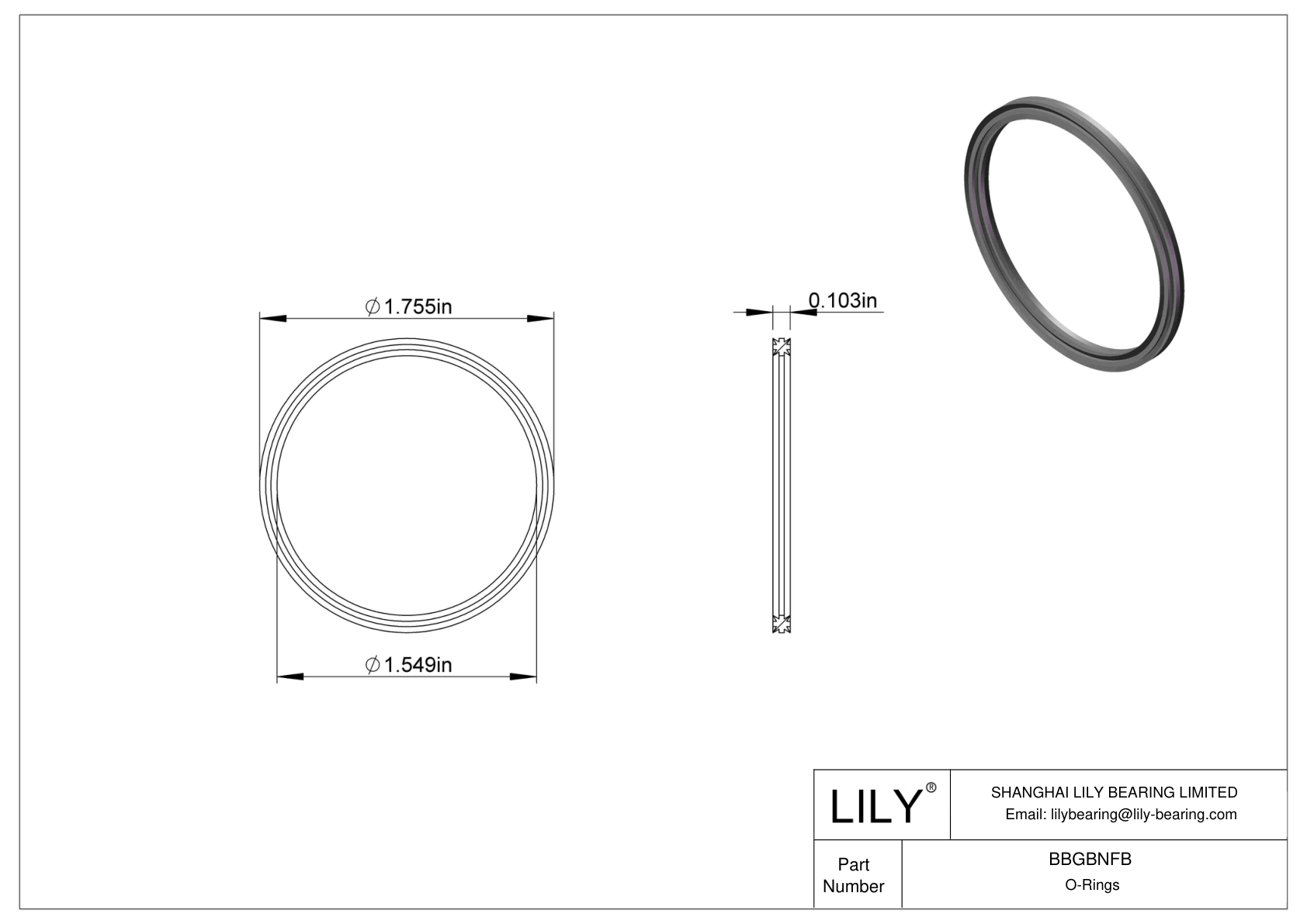 BBGBNFB Oil Resistant O-Rings Double X cad drawing