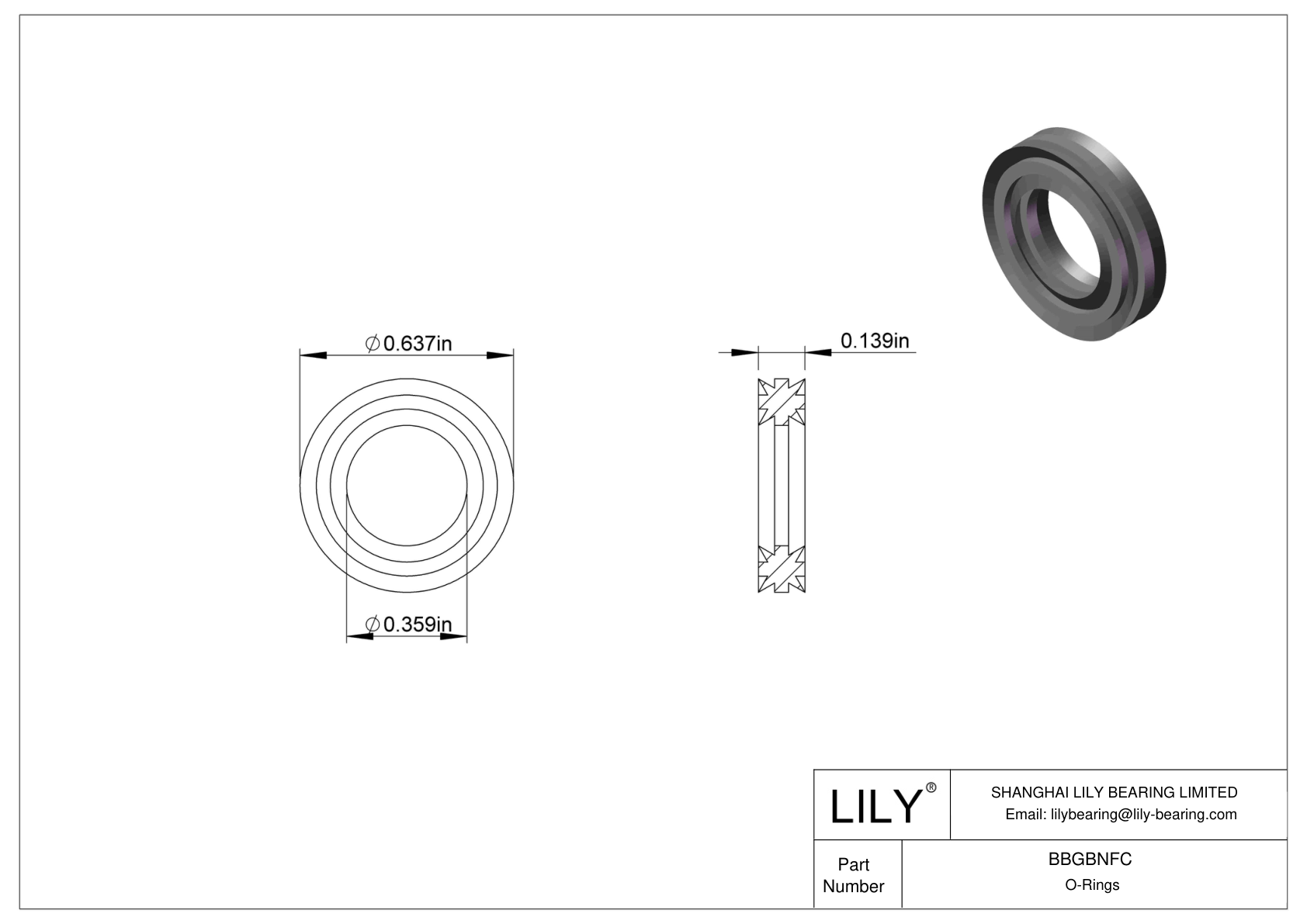 BBGBNFC Oil Resistant O-Rings Double X cad drawing