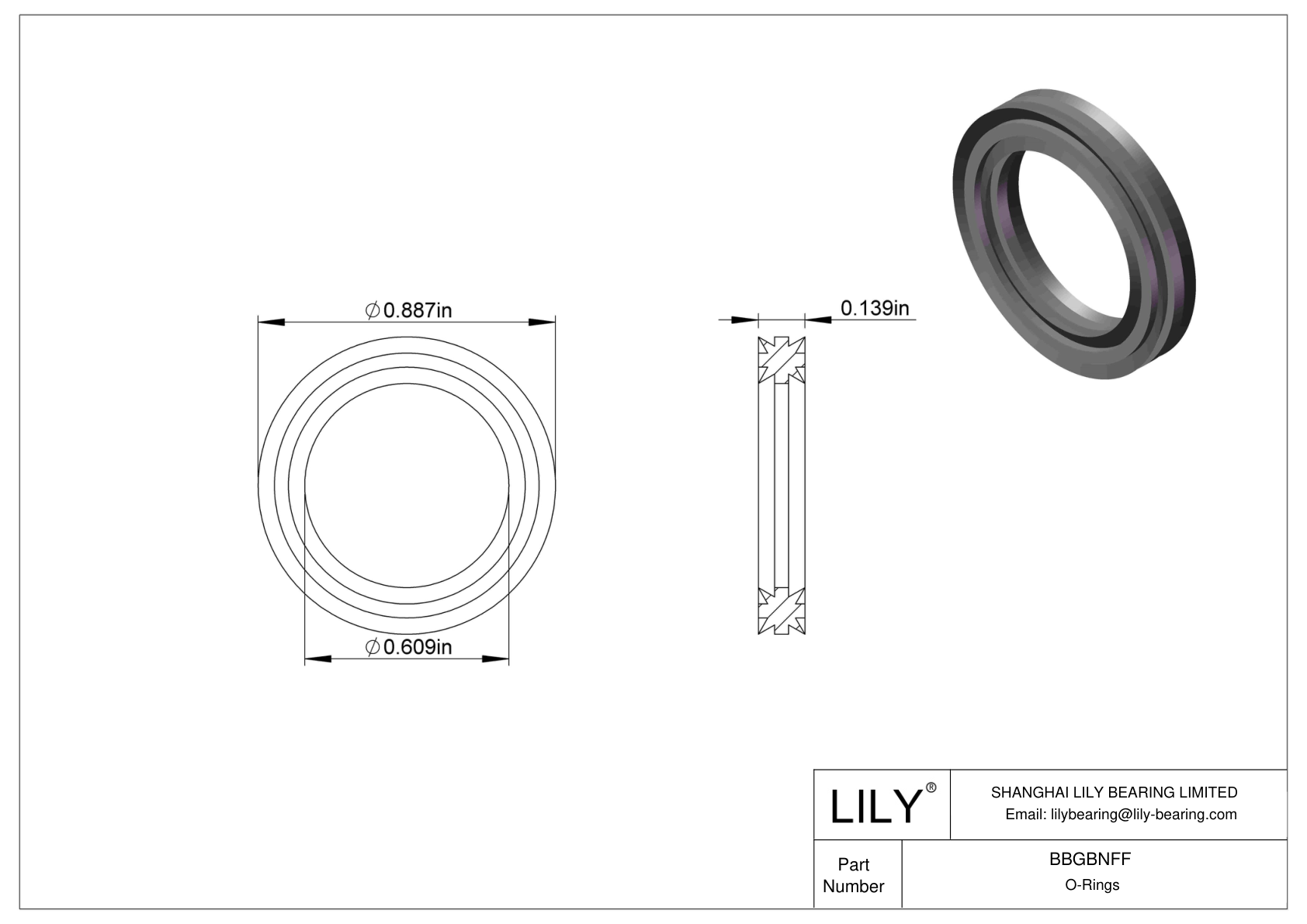 BBGBNFF Oil Resistant O-Rings Double X cad drawing