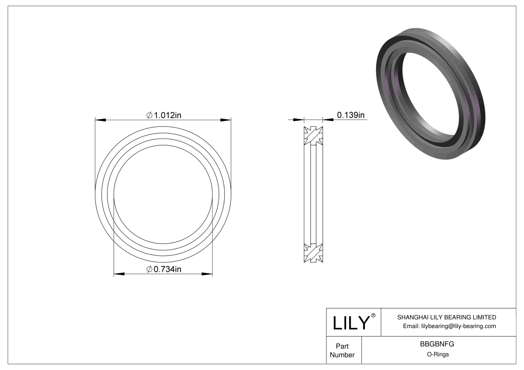 BBGBNFG Oil Resistant O-Rings Double X cad drawing