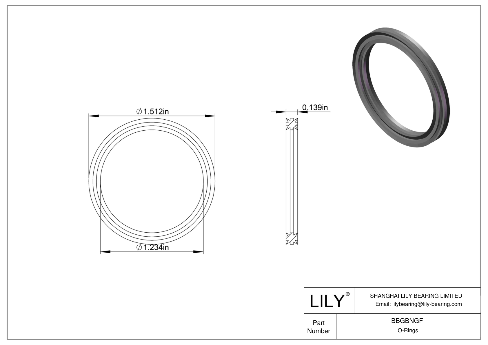 BBGBNGF Oil Resistant O-Rings Double X cad drawing