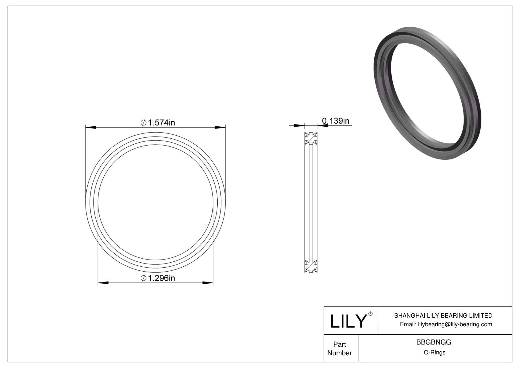 BBGBNGG Oil Resistant O-Rings Double X cad drawing