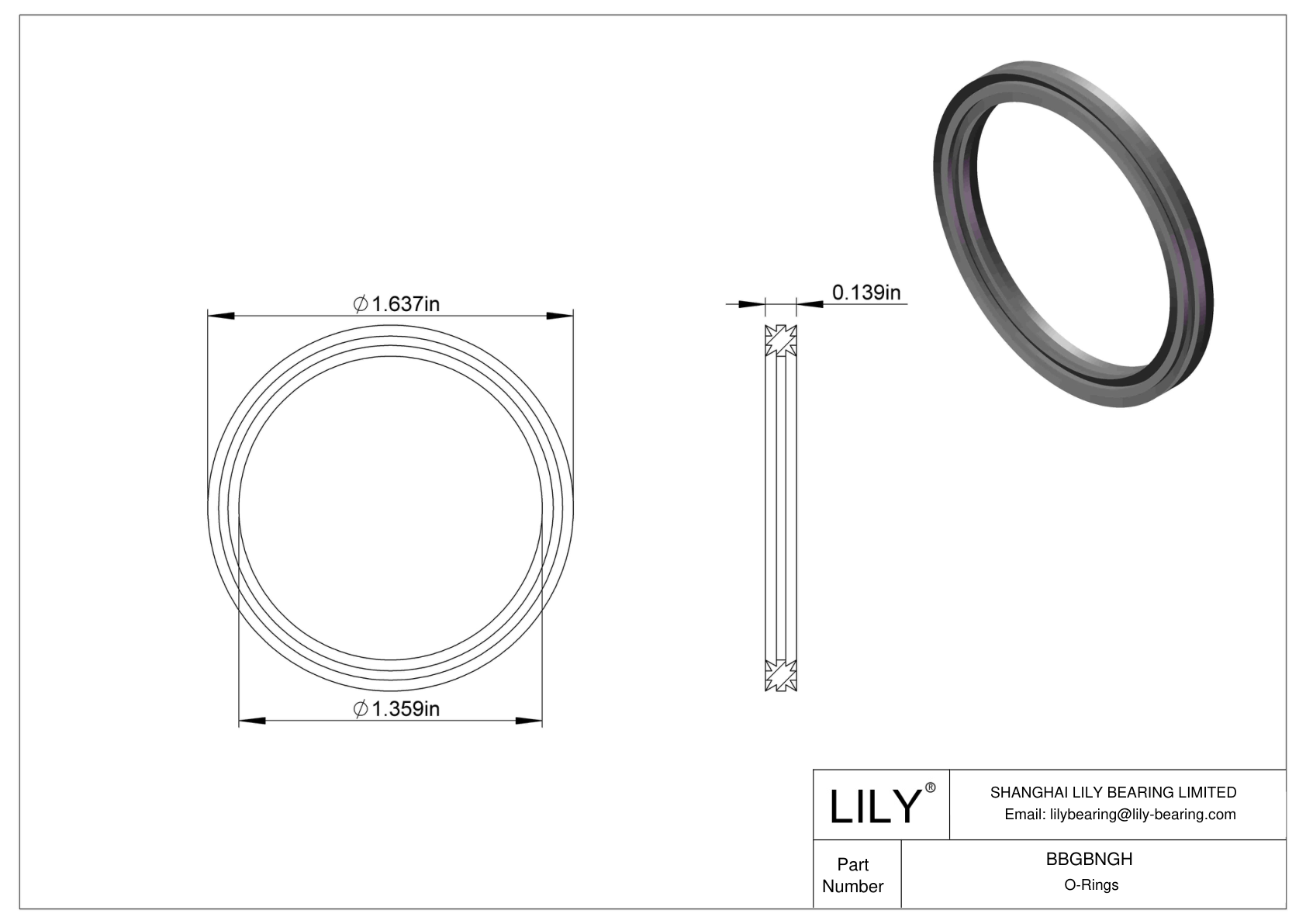 BBGBNGH Oil Resistant O-Rings Double X cad drawing