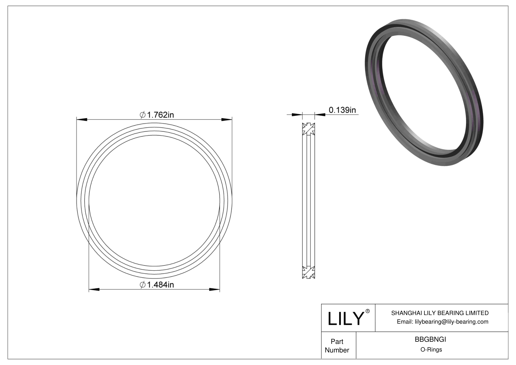 BBGBNGI Oil Resistant O-Rings Double X cad drawing