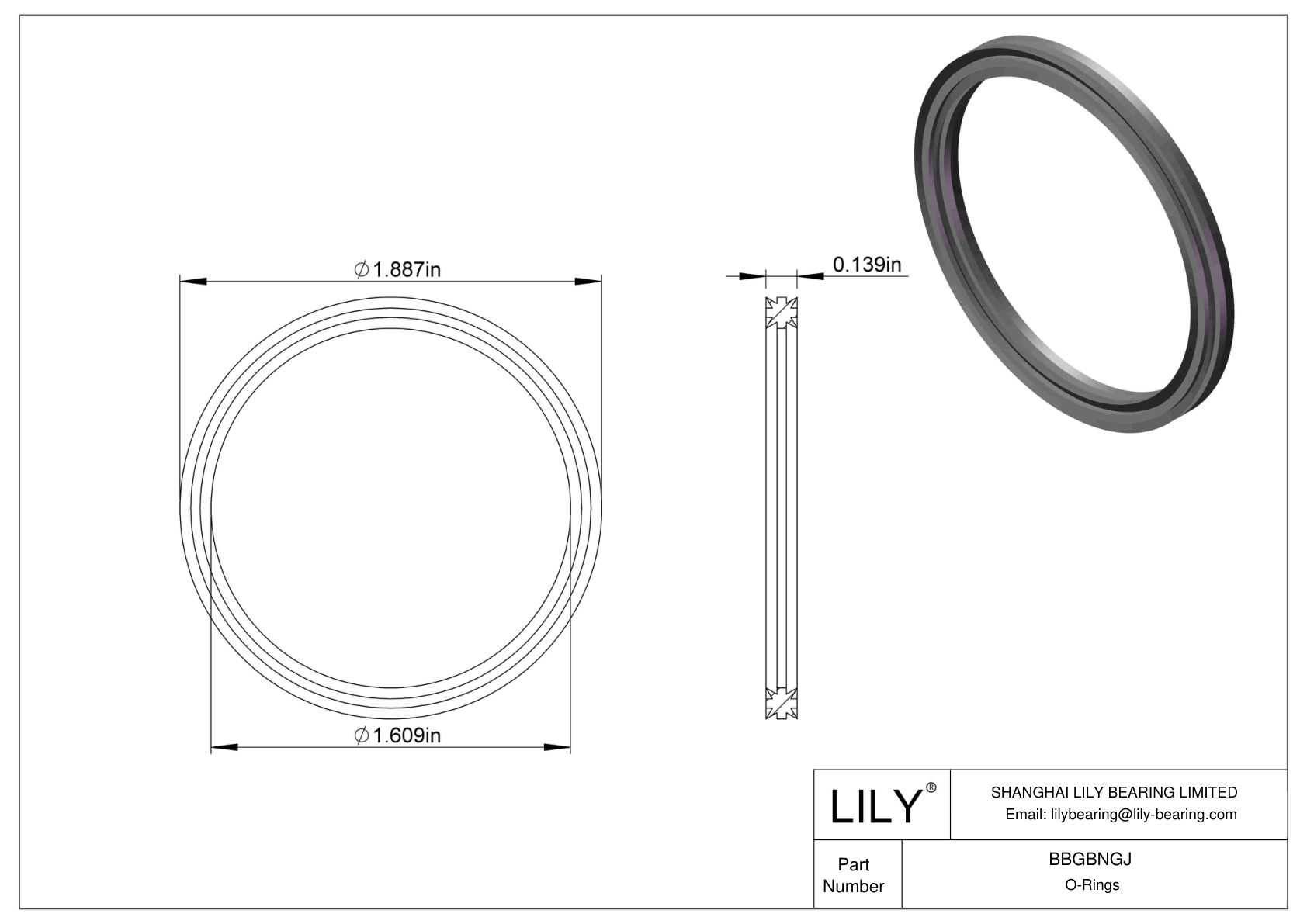 BBGBNGJ Oil Resistant O-Rings Double X cad drawing
