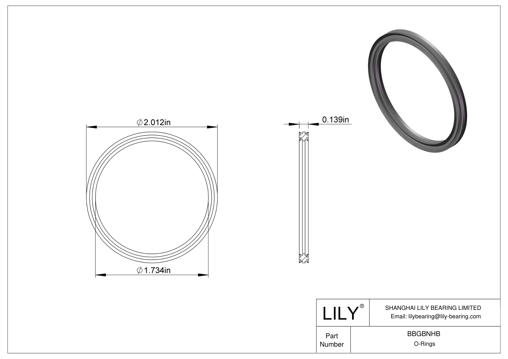 BBGBNHB Oil Resistant O-Rings Double X cad drawing