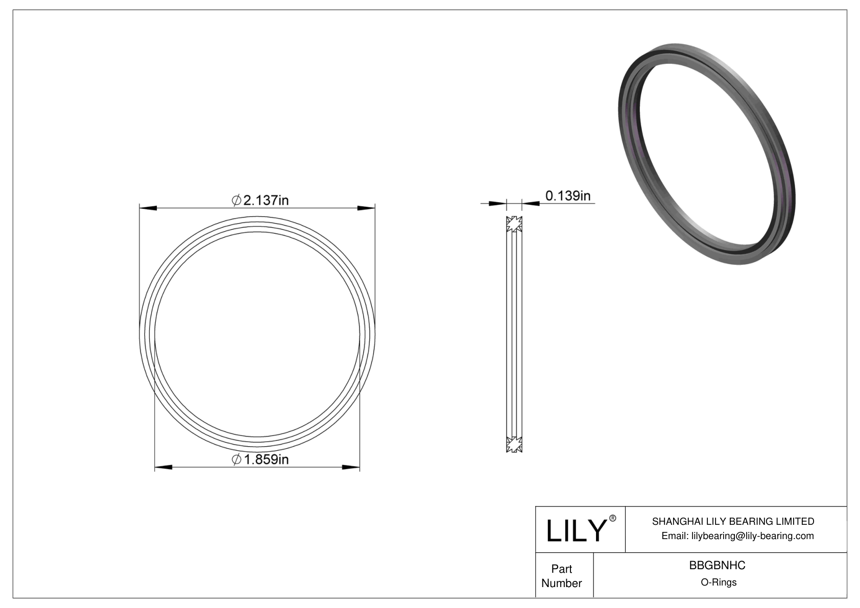 BBGBNHC Oil Resistant O-Rings Double X cad drawing