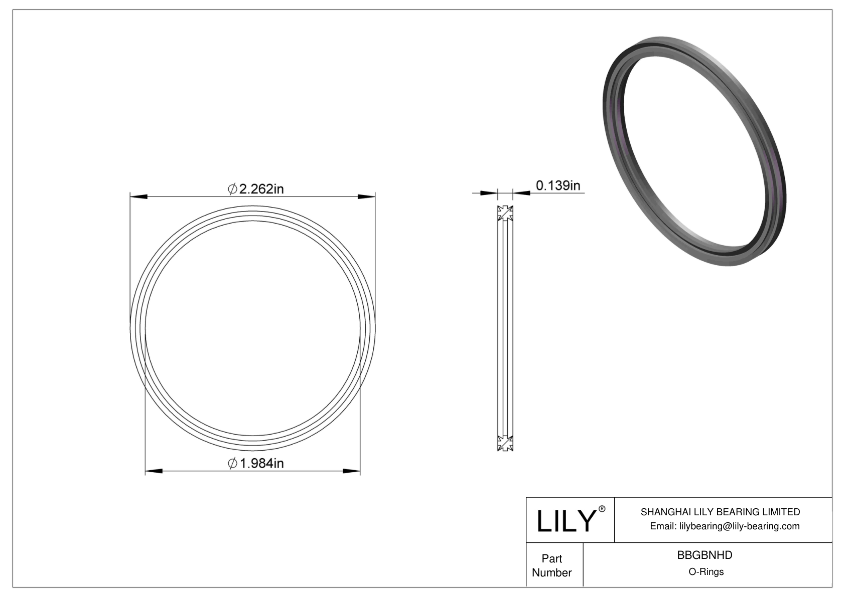 BBGBNHD Oil Resistant O-Rings Double X cad drawing