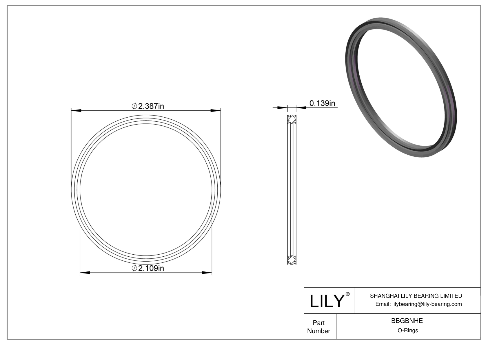 BBGBNHE Oil Resistant O-Rings Double X cad drawing
