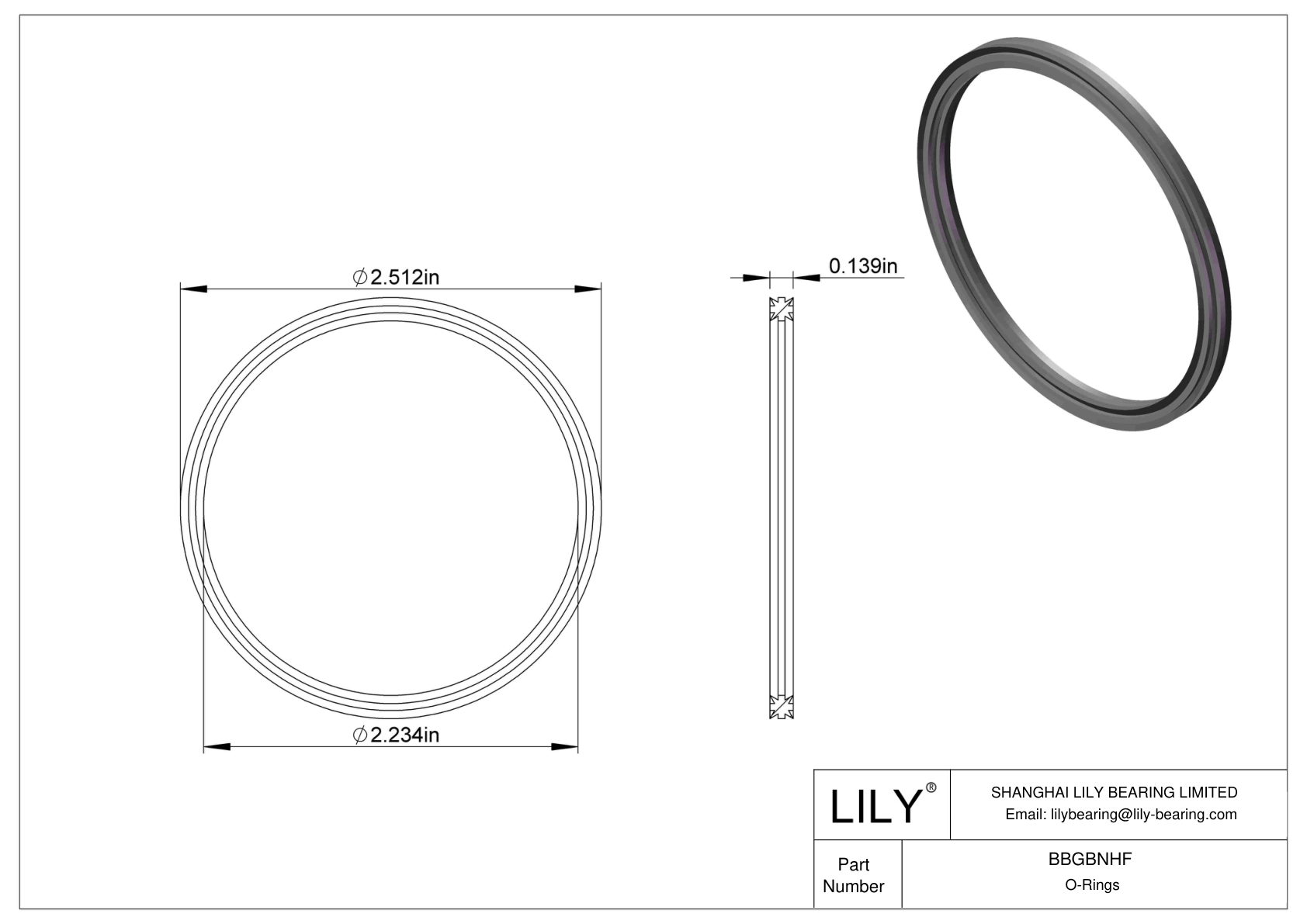 BBGBNHF Oil Resistant O-Rings Double X cad drawing