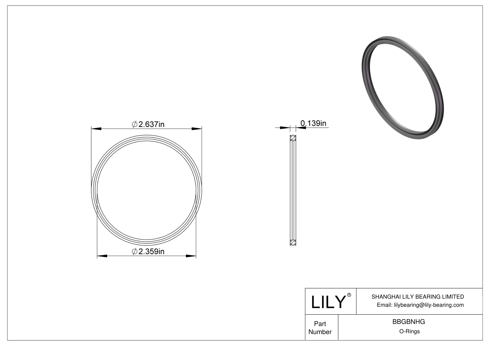 BBGBNHG Oil Resistant O-Rings Double X cad drawing