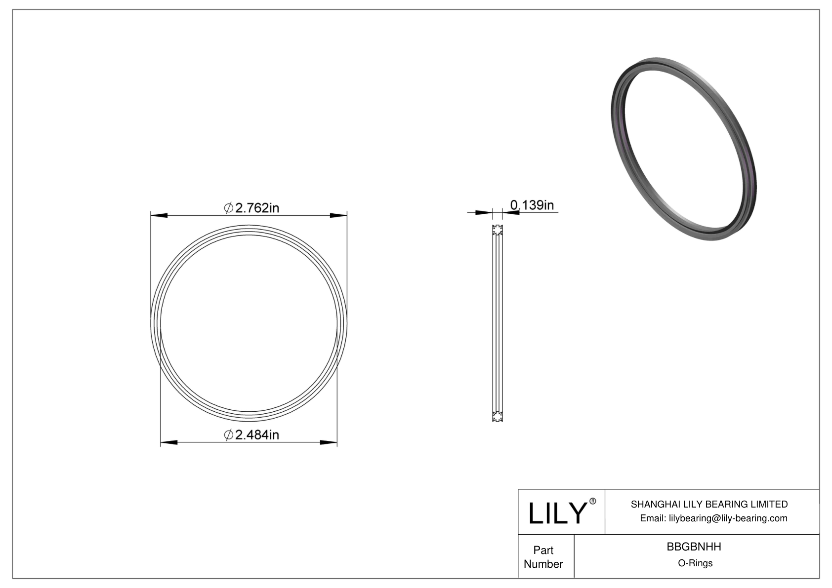 BBGBNHH Oil Resistant O-Rings Double X cad drawing