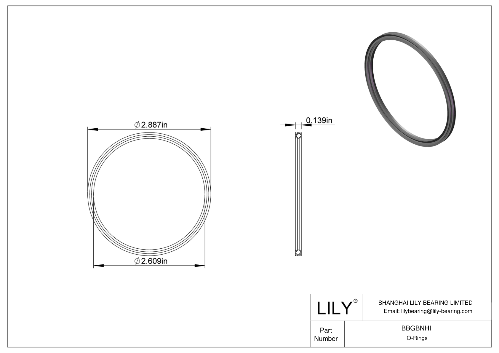 BBGBNHI Oil Resistant O-Rings Double X cad drawing