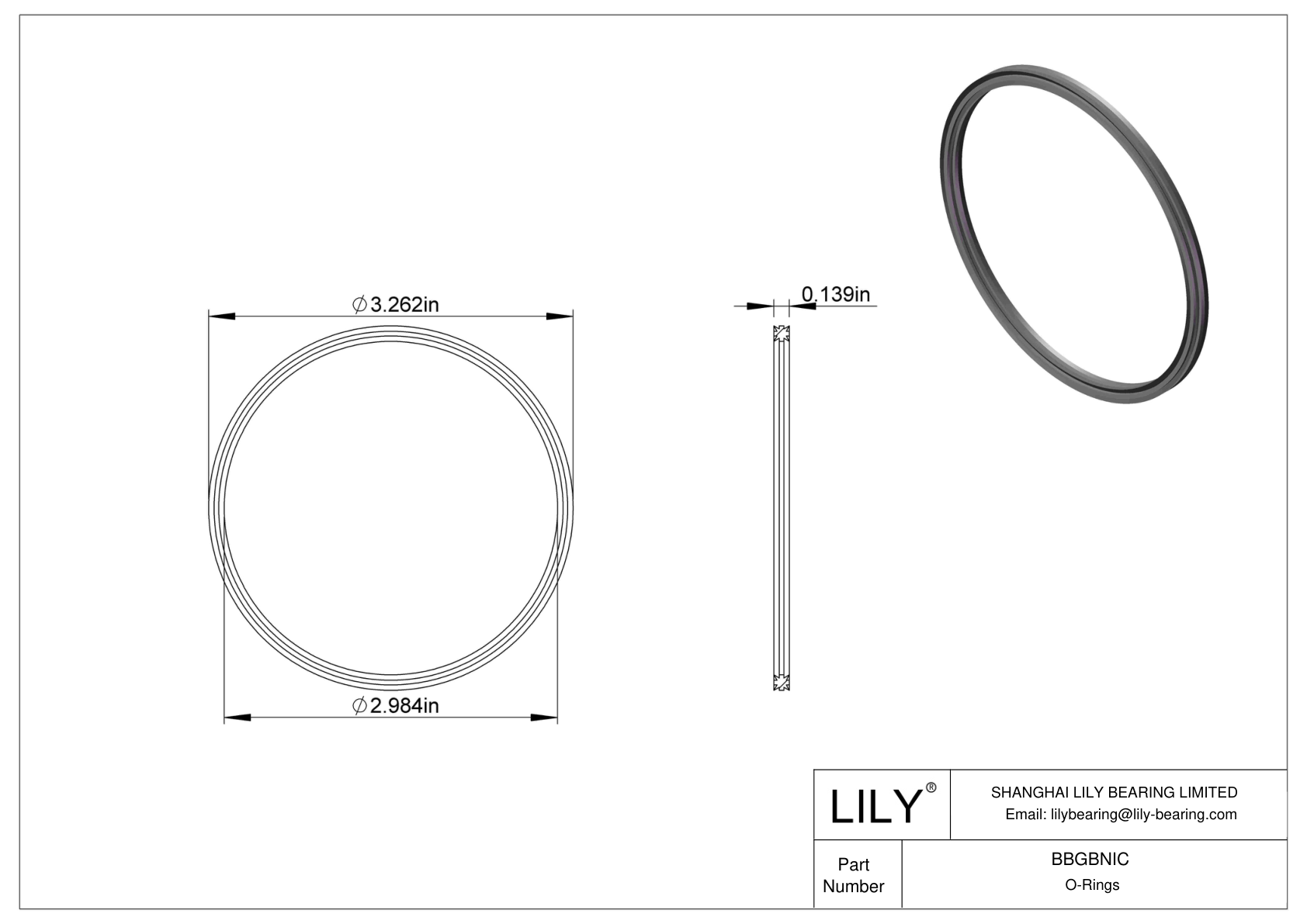 BBGBNIC Oil Resistant O-Rings Double X cad drawing