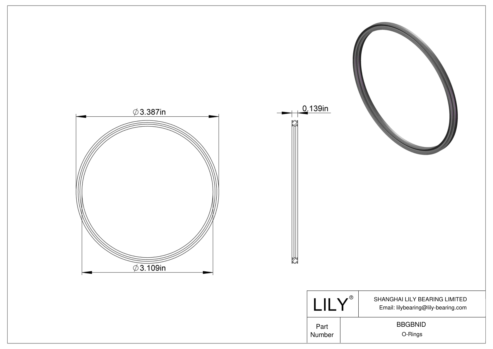 BBGBNID Oil Resistant O-Rings Double X cad drawing