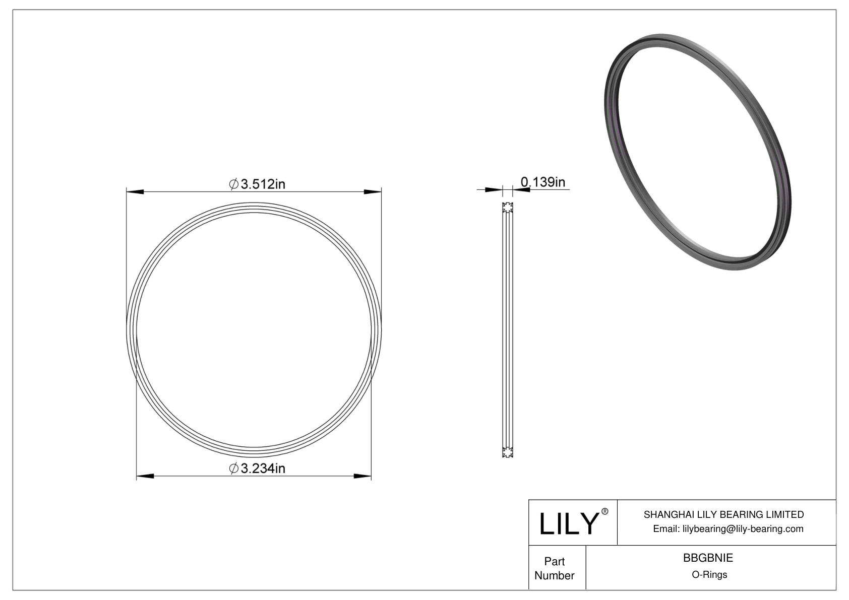 BBGBNIE Oil Resistant O-Rings Double X cad drawing