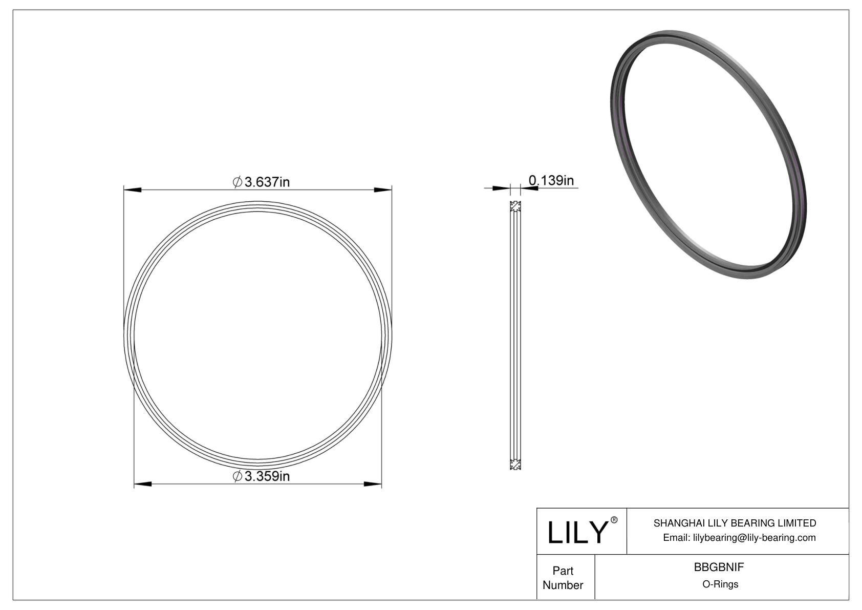 BBGBNIF Oil Resistant O-Rings Double X cad drawing