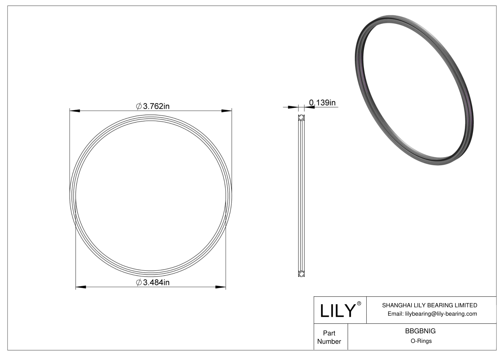 BBGBNIG Oil Resistant O-Rings Double X cad drawing