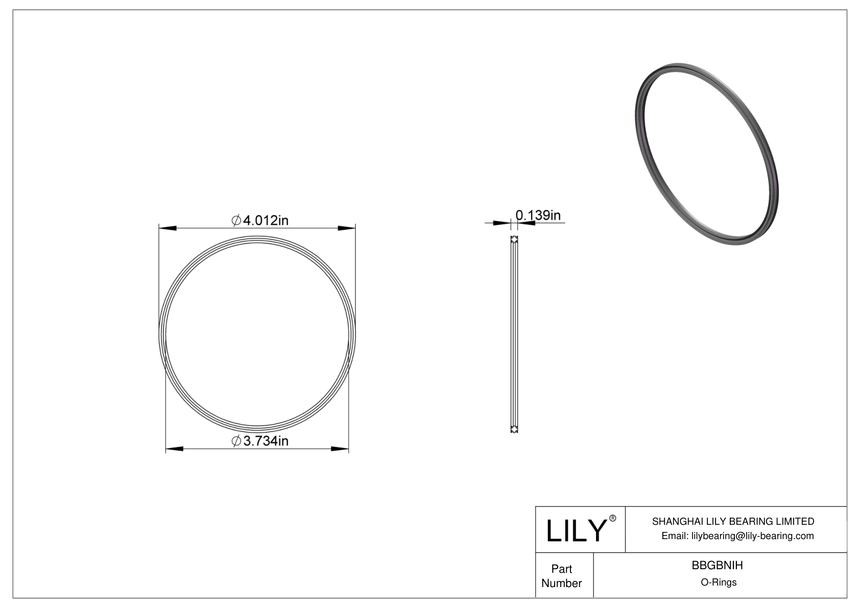 BBGBNIH Oil Resistant O-Rings Double X cad drawing