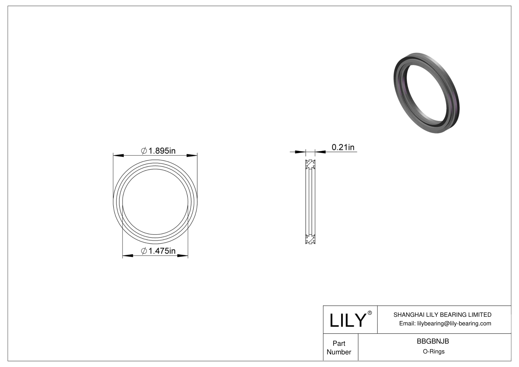 BBGBNJB Oil Resistant O-Rings Double X cad drawing