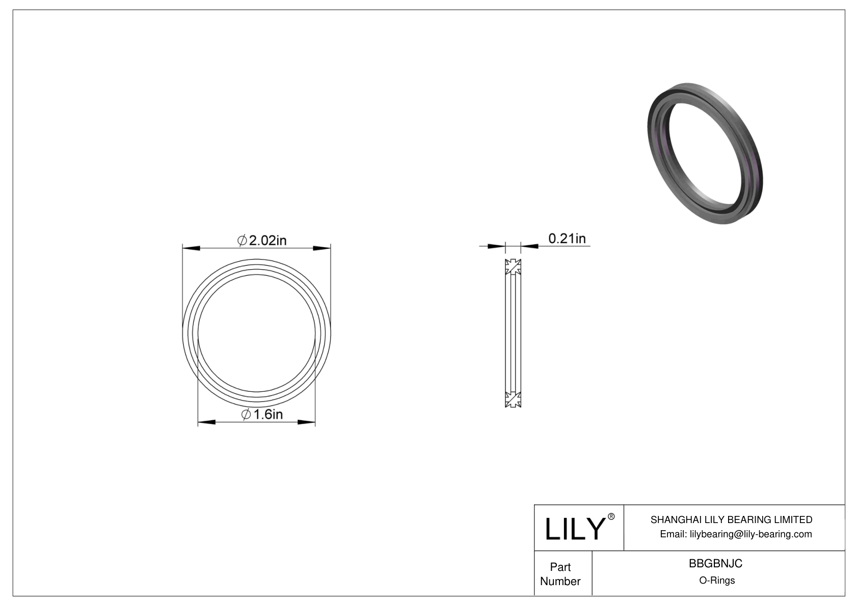 BBGBNJC Oil Resistant O-Rings Double X cad drawing