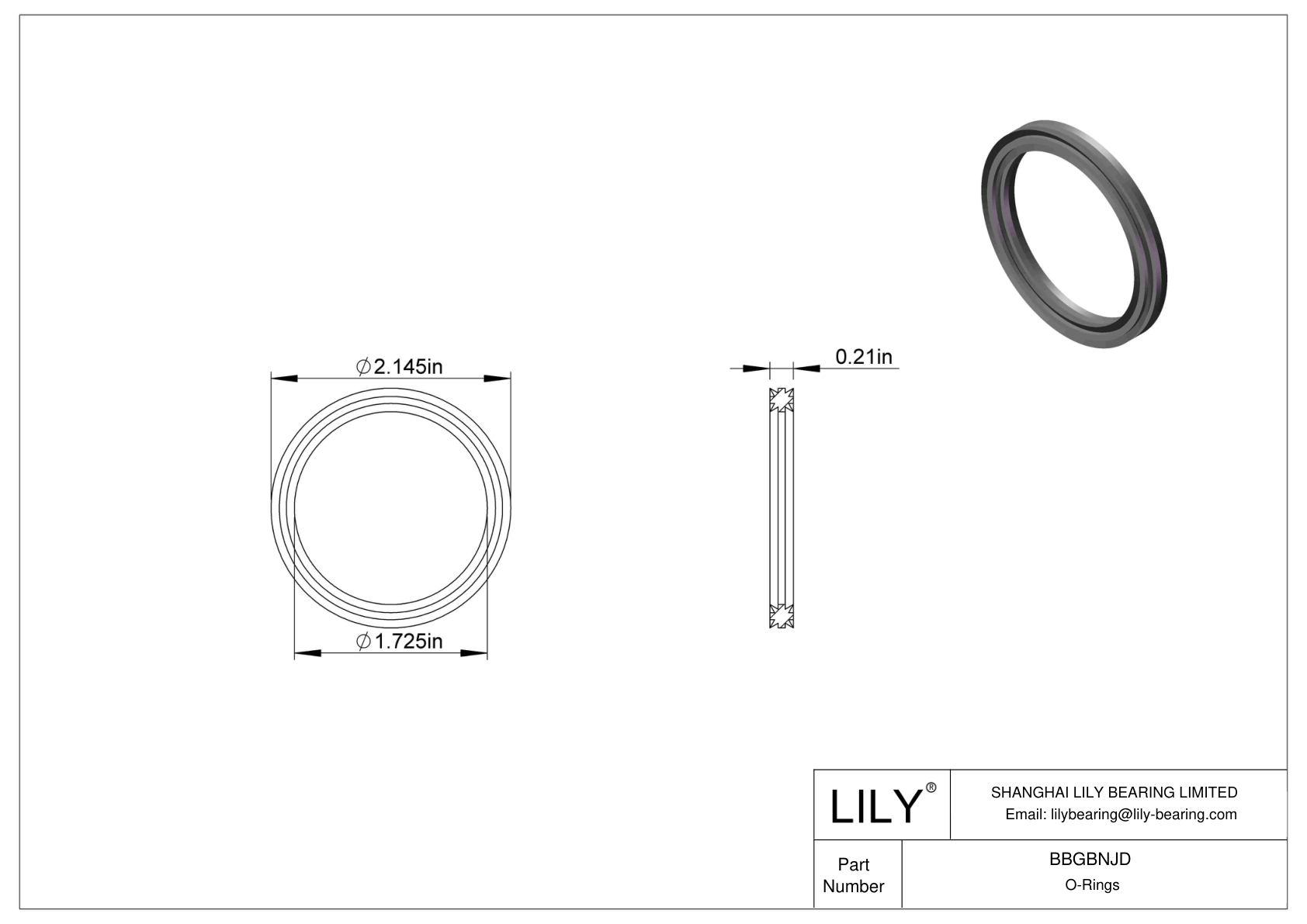 BBGBNJD Oil Resistant O-Rings Double X cad drawing