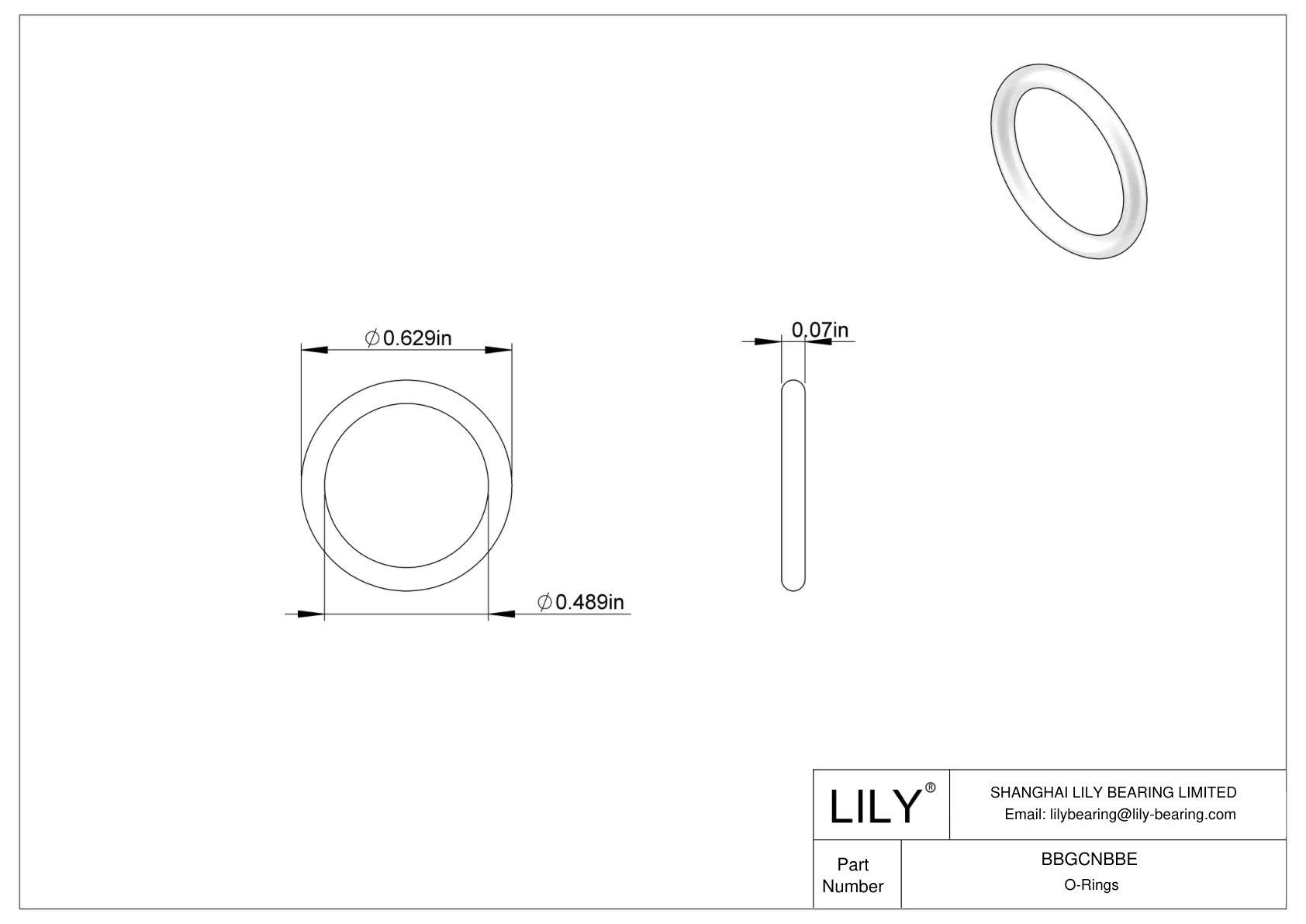 BBGCNBBE High Temperature O-Rings Round cad drawing