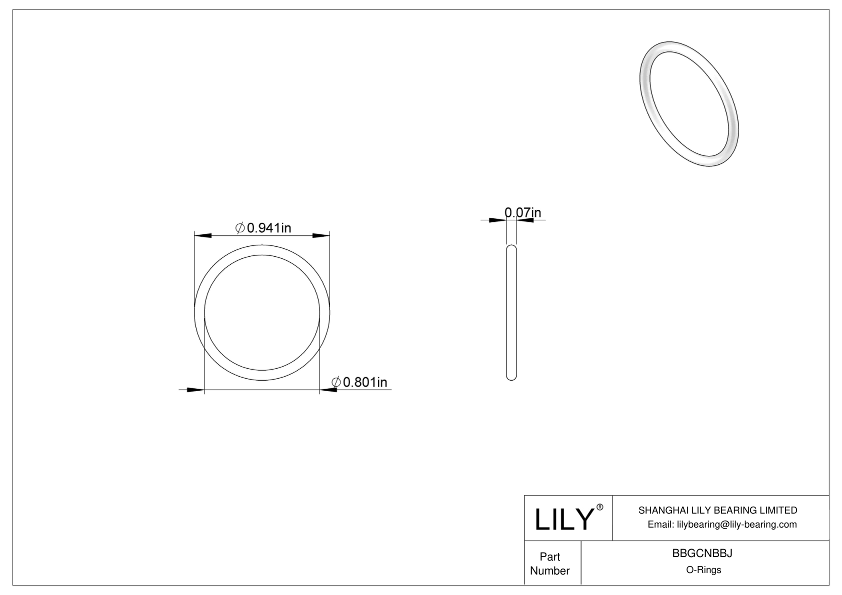 BBGCNBBJ High Temperature O-Rings Round cad drawing
