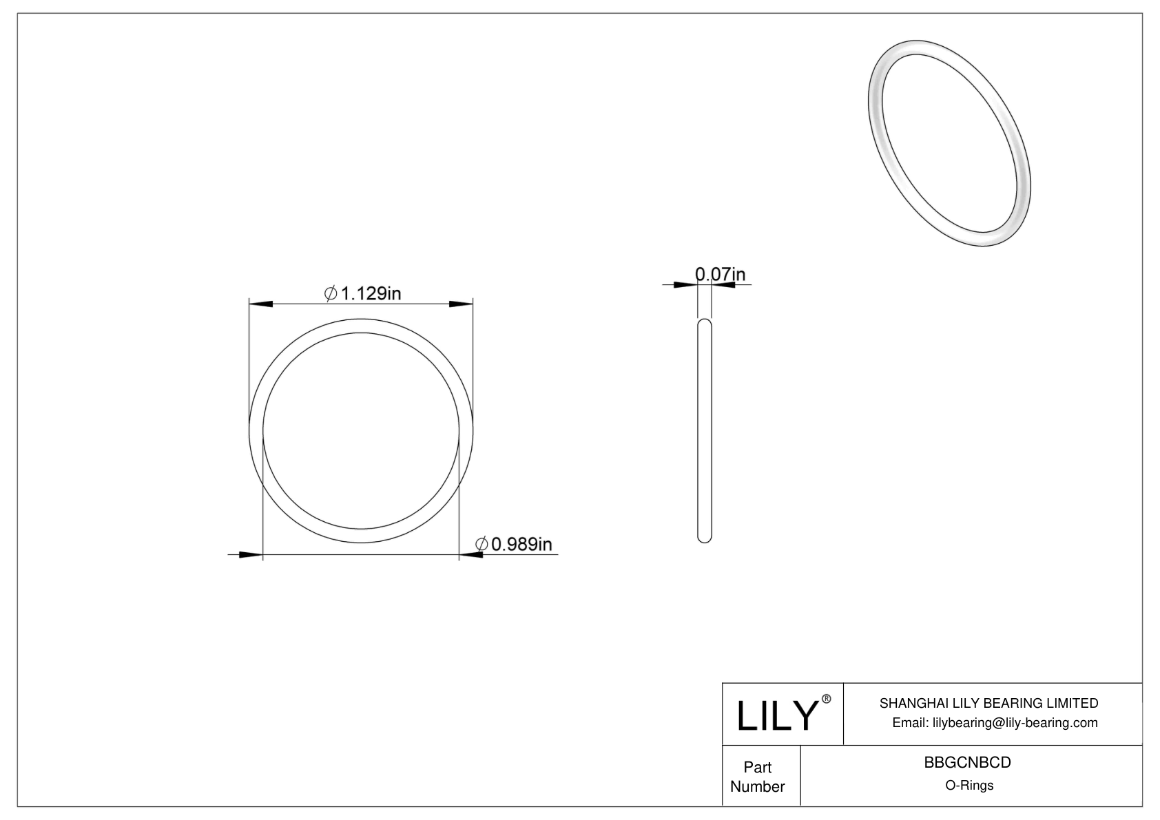 BBGCNBCD High Temperature O-Rings Round cad drawing