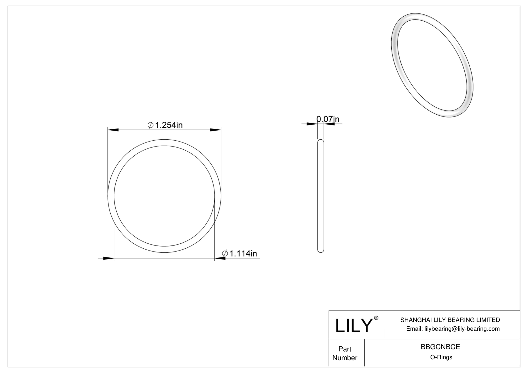 BBGCNBCE High Temperature O-Rings Round cad drawing