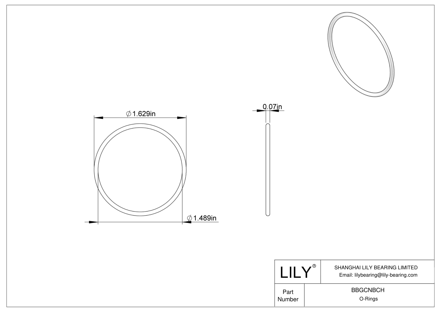 BBGCNBCH High Temperature O-Rings Round cad drawing