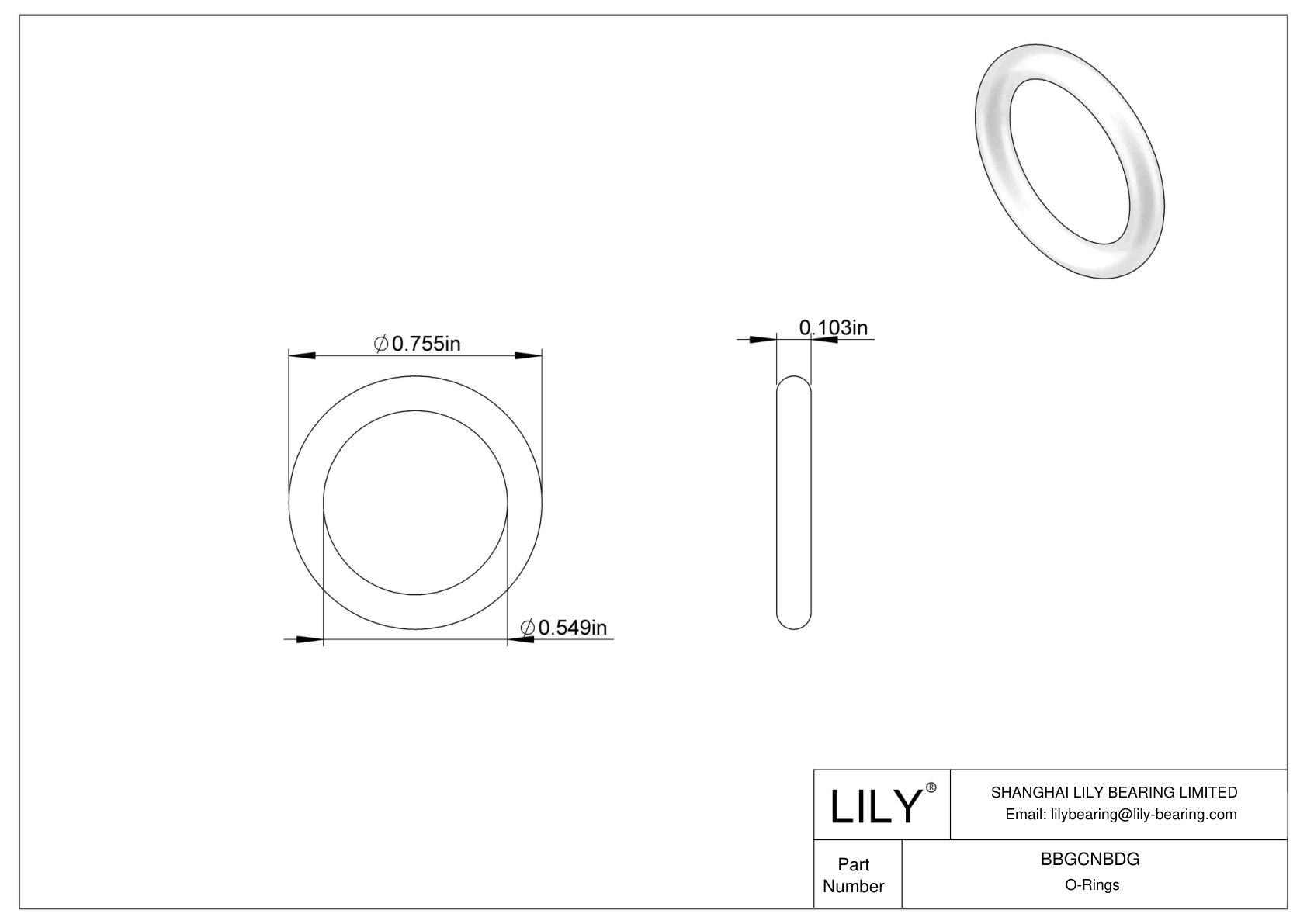 BBGCNBDG High Temperature O-Rings Round cad drawing