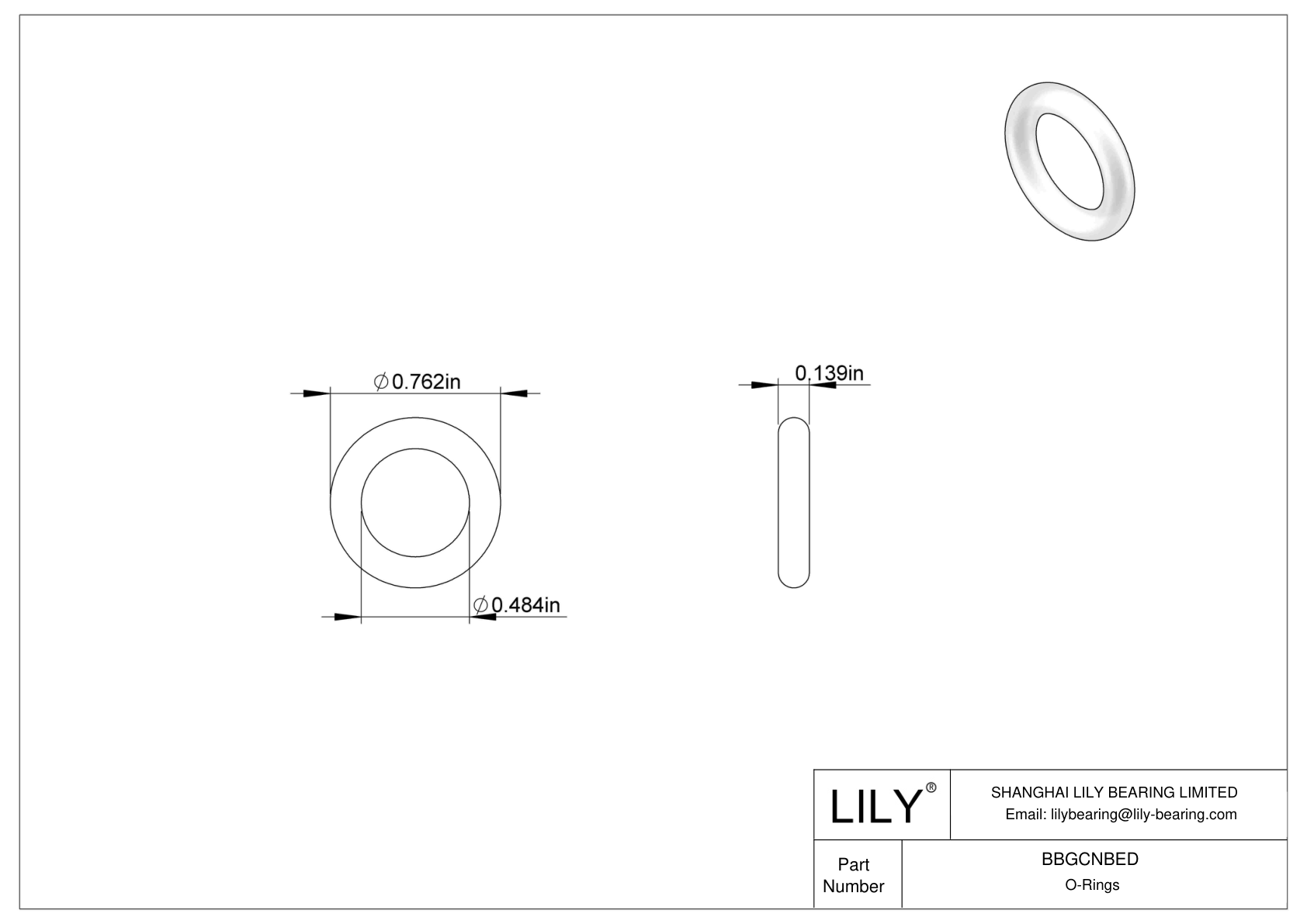 BBGCNBED High Temperature O-Rings Round cad drawing