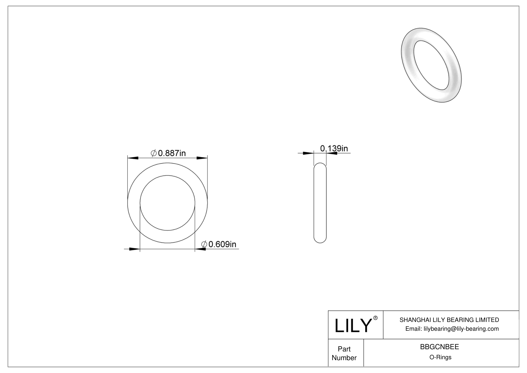 BBGCNBEE High Temperature O-Rings Round cad drawing