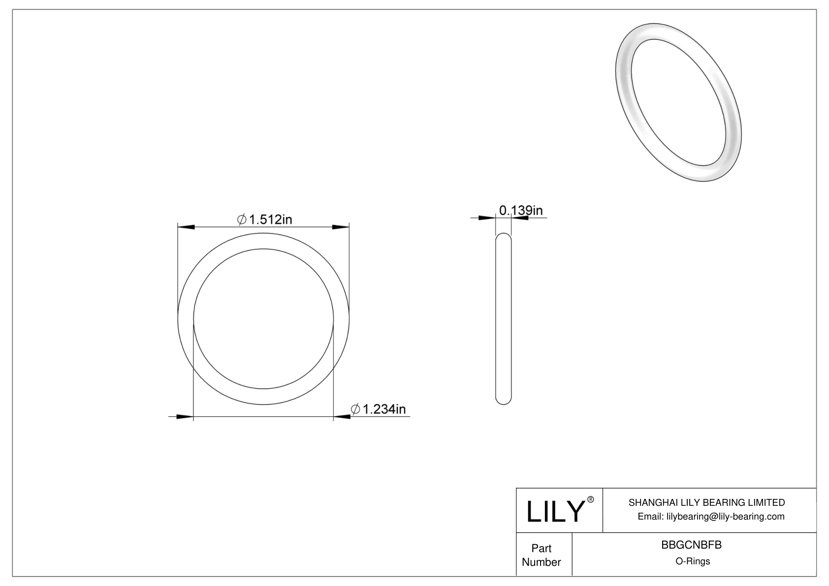 BBGCNBFB High Temperature O-Rings Round cad drawing