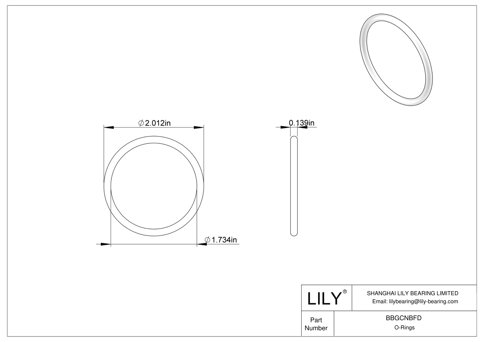 BBGCNBFD High Temperature O-Rings Round cad drawing