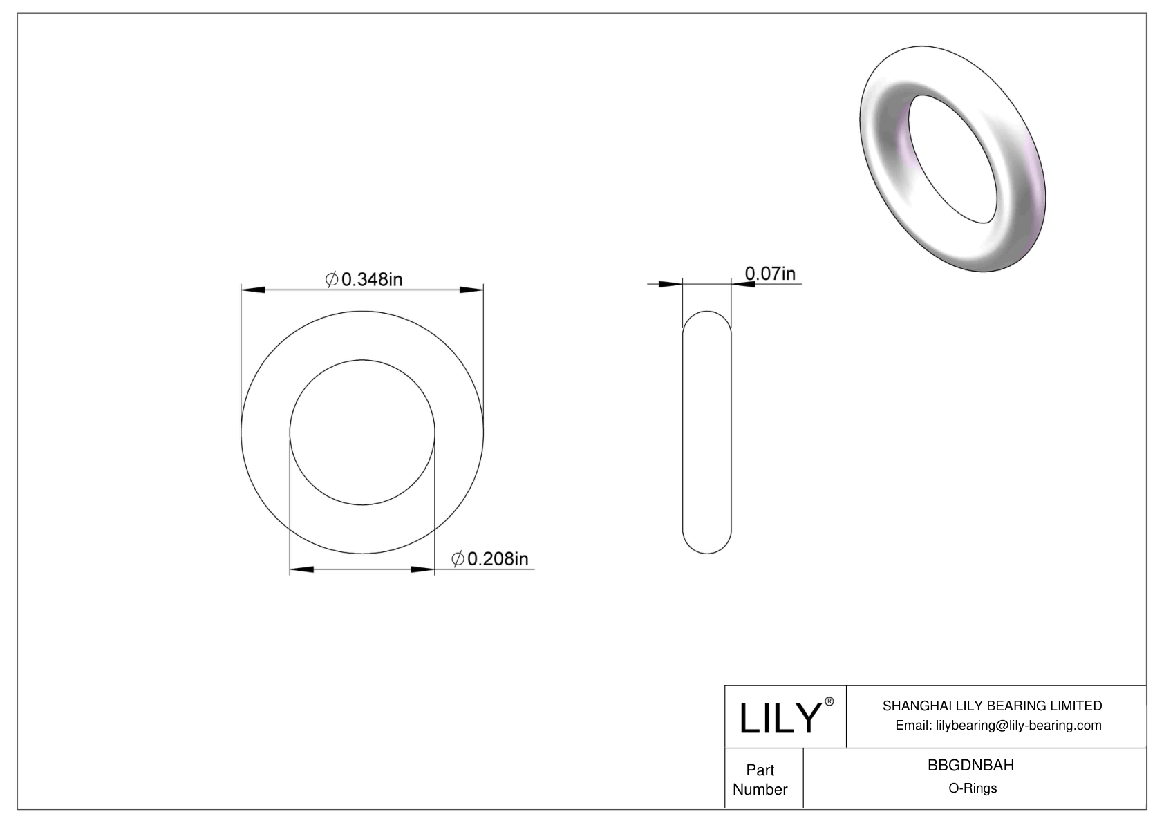 BBGDNBAH Chemical Resistant O-rings Round cad drawing