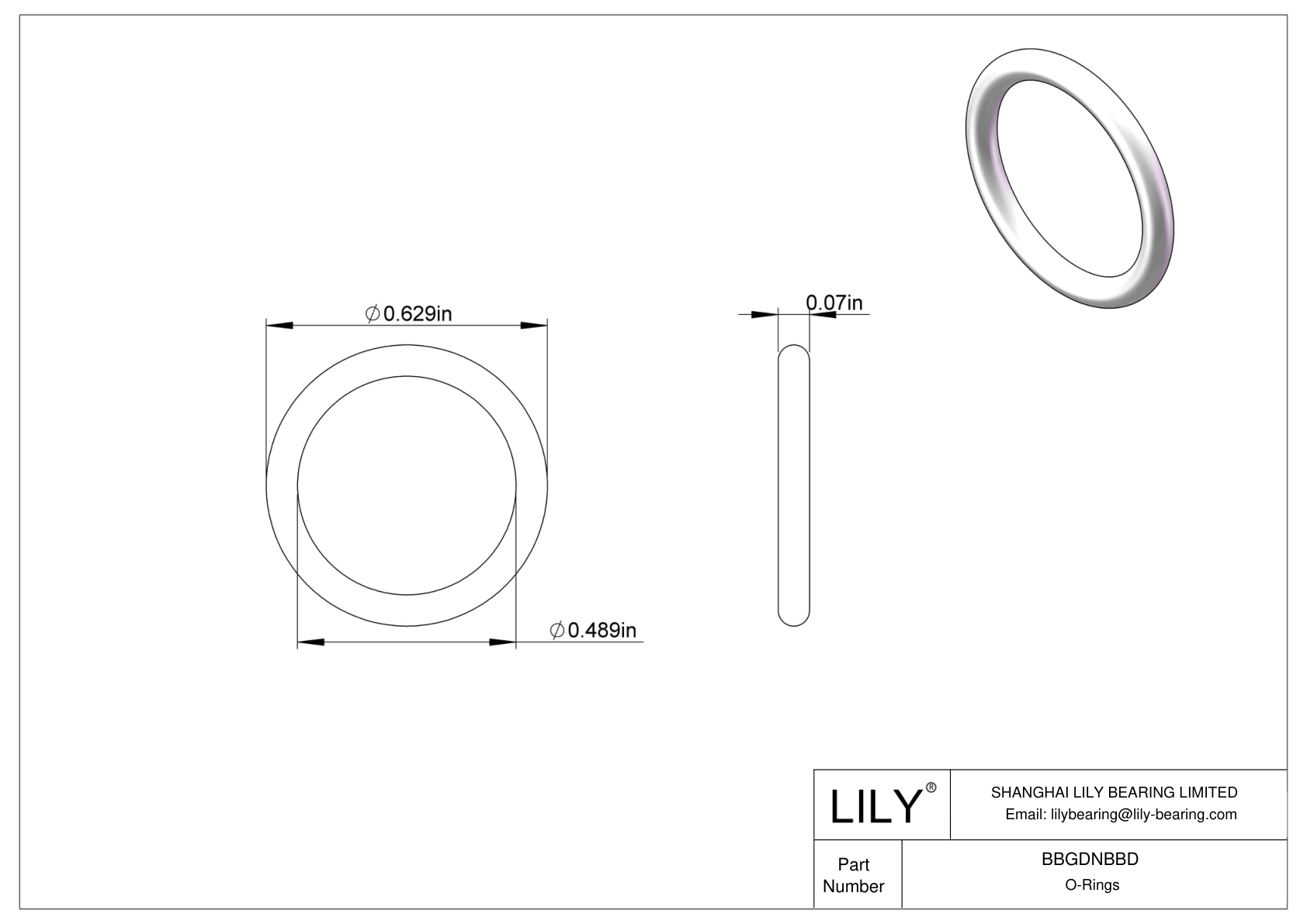 BBGDNBBD Chemical Resistant O-rings Round cad drawing