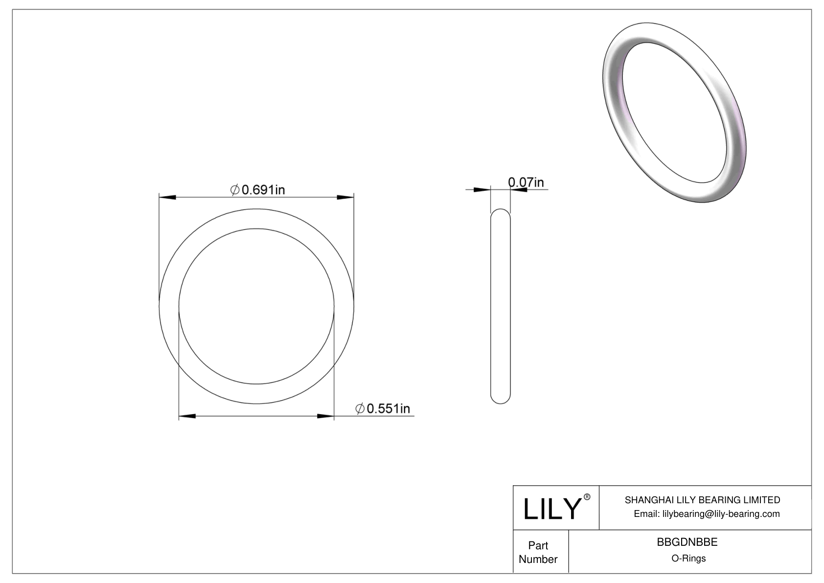 BBGDNBBE Chemical Resistant O-rings Round cad drawing