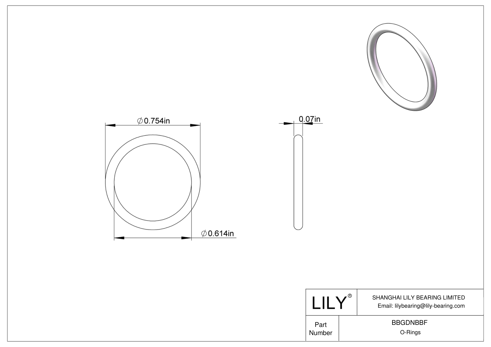 BBGDNBBF Chemical Resistant O-rings Round cad drawing