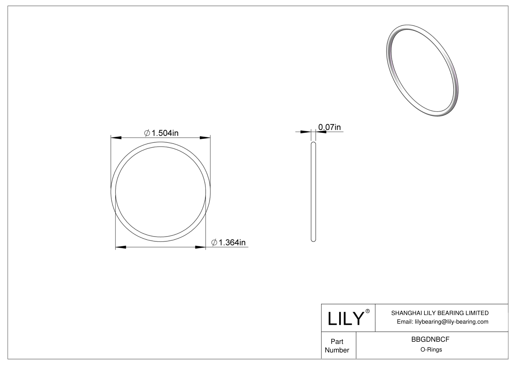 BBGDNBCF Chemical Resistant O-rings Round cad drawing