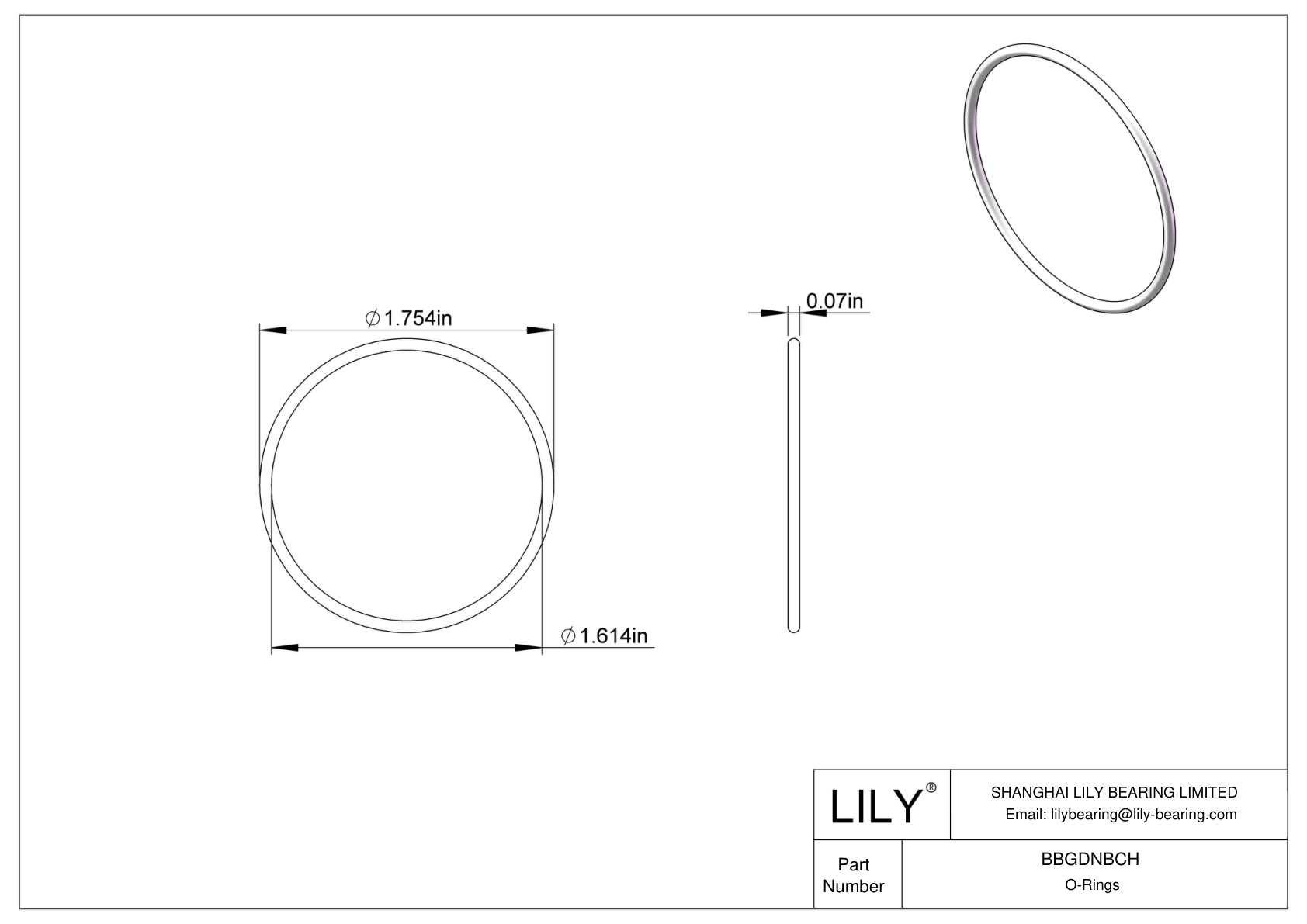 BBGDNBCH Chemical Resistant O-rings Round cad drawing