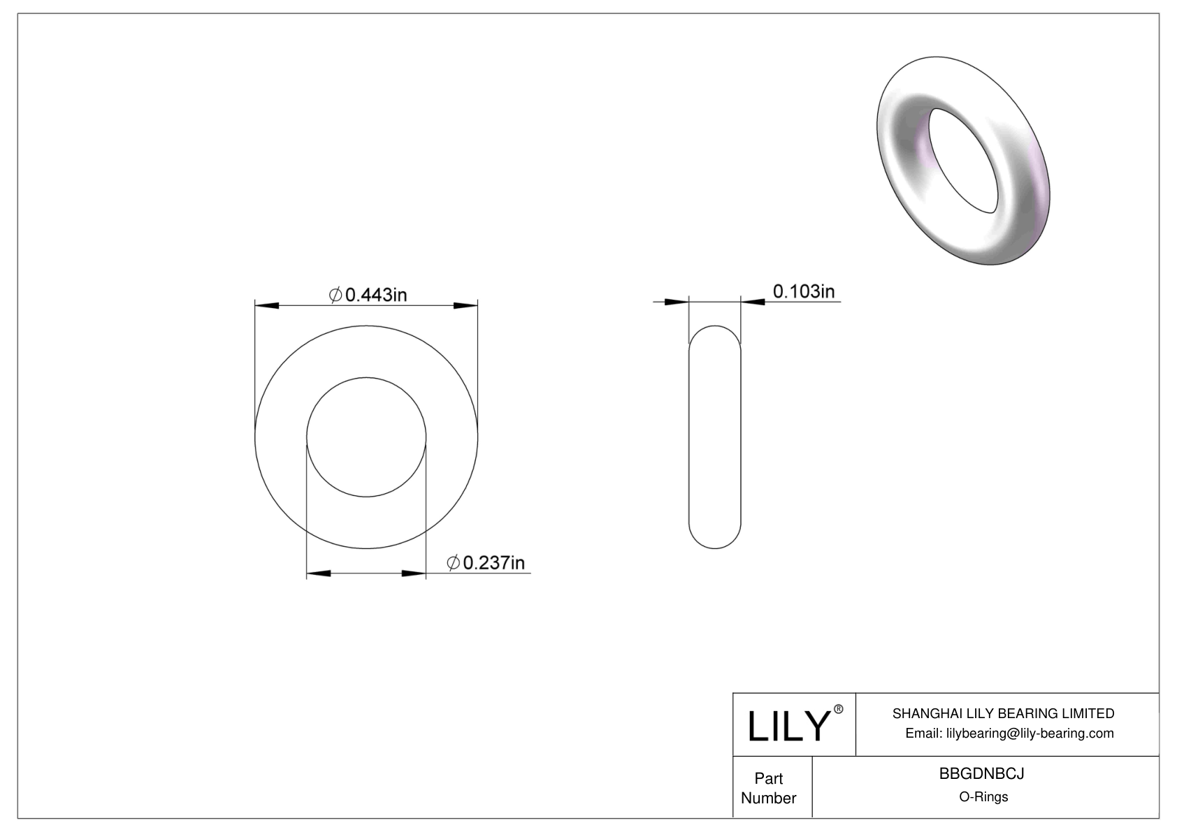 BBGDNBCJ Chemical Resistant O-rings Round cad drawing